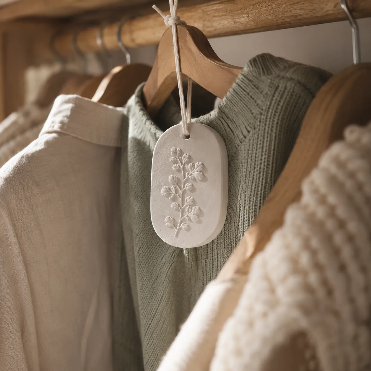 Aroma stone hanging in a wardrobe